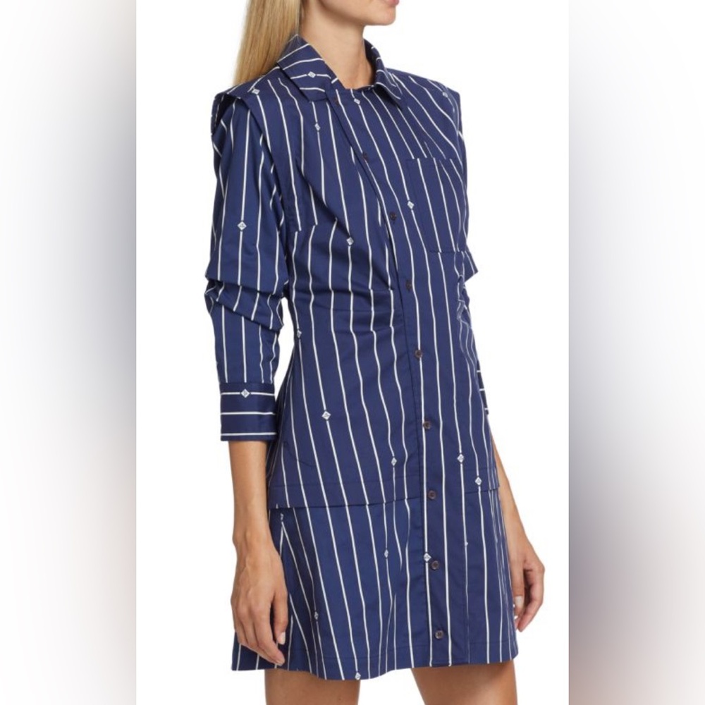 10 Crosby Derek Lam Blue and White Striped Dress - Picture 2 of 10